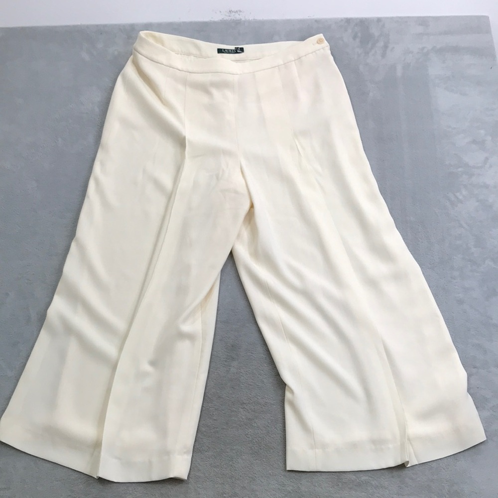 Lauren Ralph Lauren Off White Wide Leg Dress Pants Size 16